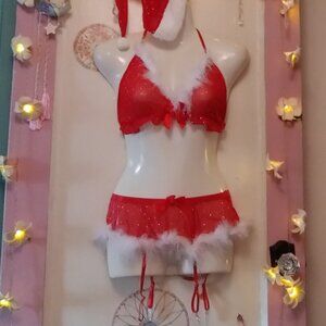 Sexy Santa (M) Sparkle Polkadot Lingerie Set